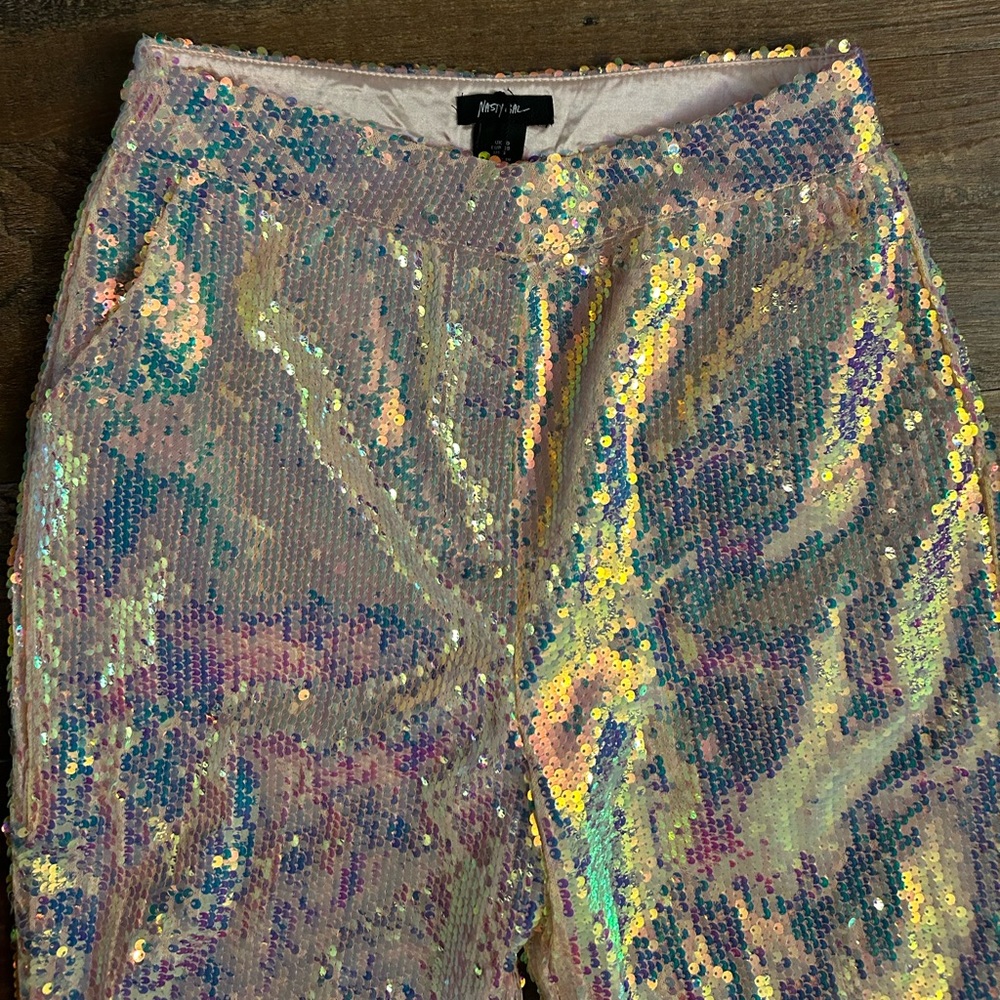 Premium Sequin Feather Trim‎ Flare Pants disco boho party - Picture 8 of 11